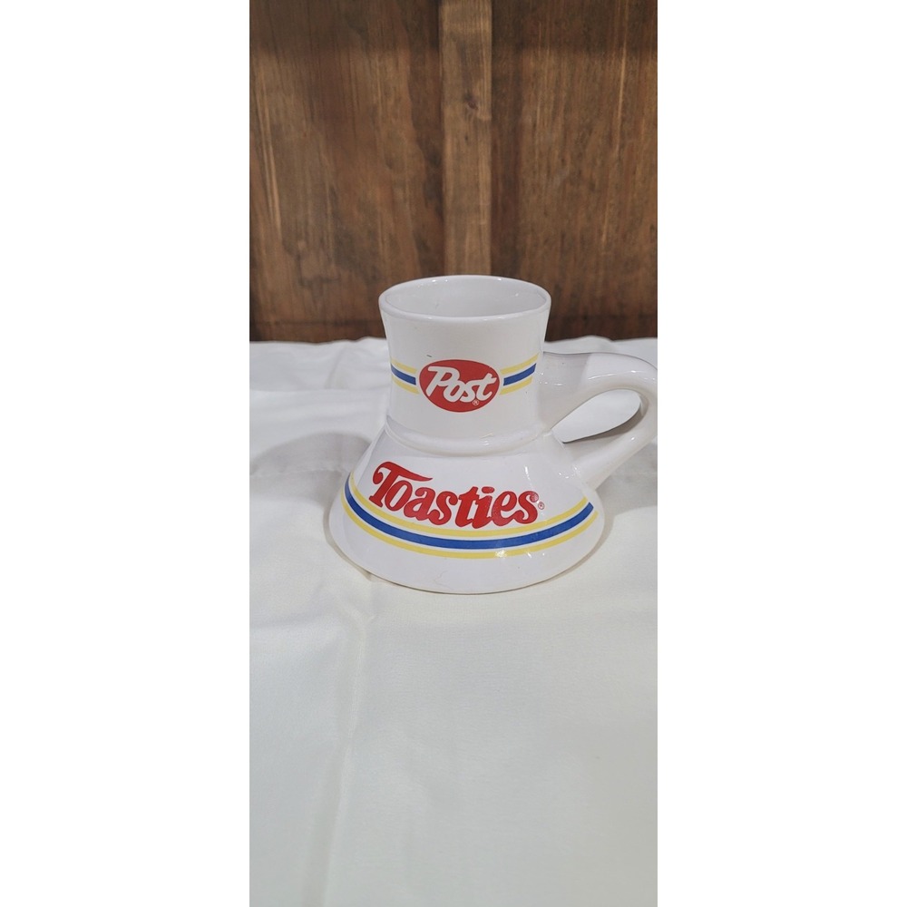 Vintage 1980 Promotional Post Toasties Cereal Wide Bottom Ceramic No Spill Mug